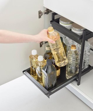 tower シンク下スライドラック タワー 2段 ブラック ブラック