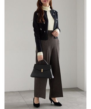 Te chichi ビジューニットコンパクトカーディガン ブラック