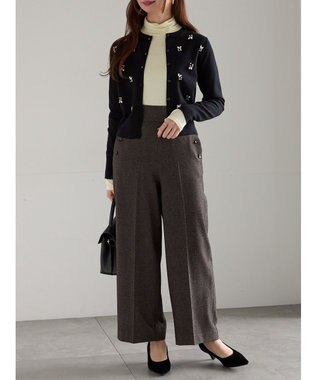 Te chichi ビジューニットコンパクトカーディガン ブラック