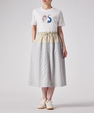Paul Smith タスランナイロン フレアスカート ブルーグレー