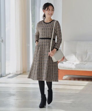 洗える】配色ツイードワンピース / Tiaclasse L | ファッション通販  