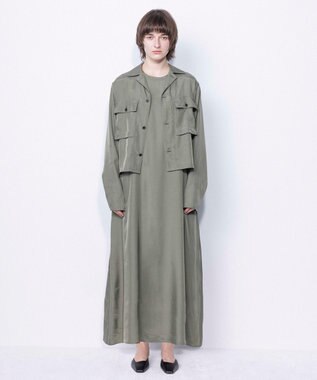 NAVE 【ReNAVE・セットアップ可/洗える/UVケア/接触冷感】フィブリルシャンブレーワンピース カーキ系