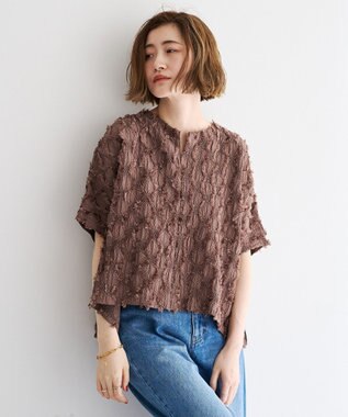 YECCA VECCA ジャガードフリンジブラウス