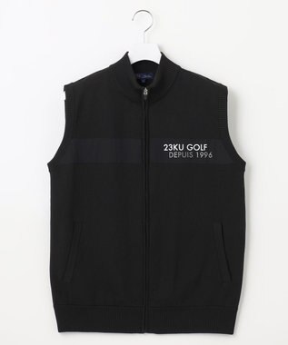 23区GOLF 【MEN】【ウォッシャブル】ジップアップ ニットベスト ブラック系