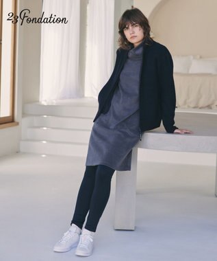 23区GOLF 取り外し可能なスヌード付き【23Fondation/WOMEN】【吸湿発熱】フーディー風 ワンピース グレー系