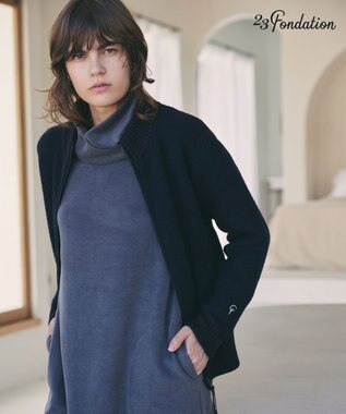 23区GOLF 取り外し可能なスヌード付き【23Fondation/WOMEN】【吸湿発熱】フーディー風 ワンピース グレー系