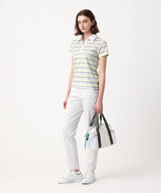 23区GOLF 【WOMEN】【吸水速乾・UVケア】ボーダーロゴ 半袖シャツ ホワイト系1