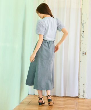 Feroux チュールスリーブ Tシャツ スカイブルー系