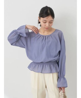 earth music&ecology シャーリングシアーブラウス Blue