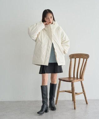 earth music&ecology フーデットパファーコート Ivory