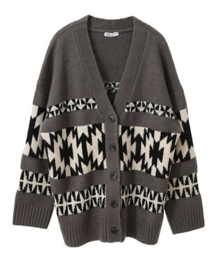CRAFT STANDARD BOUTIQUE オルテガ柄ニットカーディガン Charcoal Gray