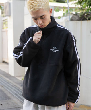 WEGO フリース ワンポイントハーフZIPプルオーバー