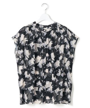 23区 【洗える】Ratti シャドーフラワー プリント ブラウス モノトーンプリント