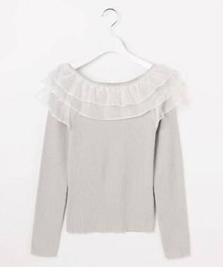 Feroux 襟フリル ニット ライトグレー系