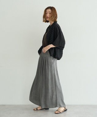 YECCA VECCA レースMIXレイヤードハーフスリーブシャツ Black