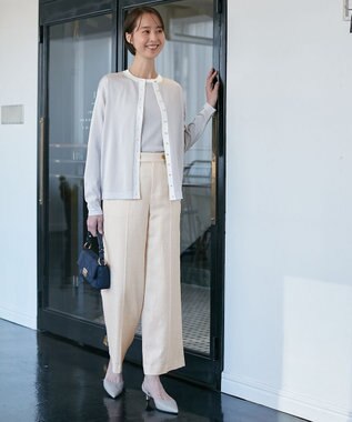 自由区 【XSサイズ～/洗える/セット可】シャインハイゲージ カーディガン ライトグレー系