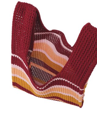 earth music&ecology マルチボーダーニットバッグ Red