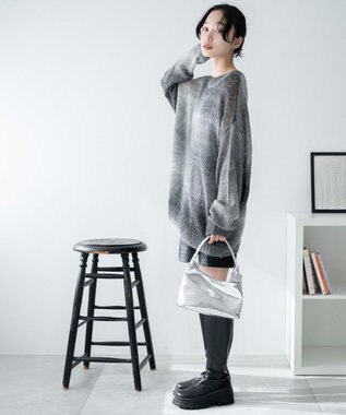 WEGO グラデーションメッシュニット ブラック