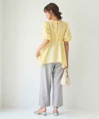 Feroux 【洗える】セミワイド パンツ ベージュ系