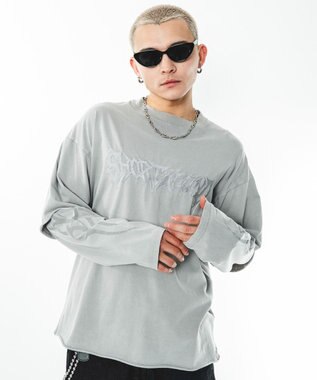 WEGO 【ユニセックス着用ITEM】ブリーチレイヤードグラフィックT（LS） グレー