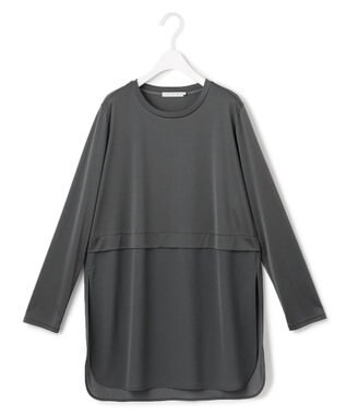 ICB L 【洗える】シアージャージーコンビ カットソー チャコール系