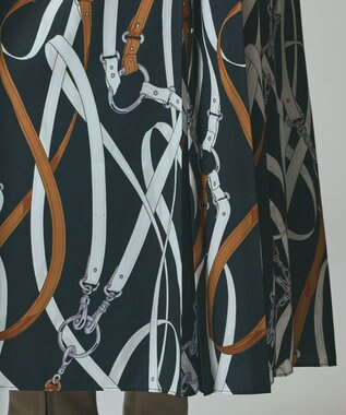 GRACE CONTINENTAL ベルトプリントアシメプリーツスカート ブラック