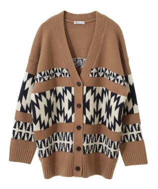 CRAFT STANDARD BOUTIQUE オルテガ柄ニットカーディガン Beige