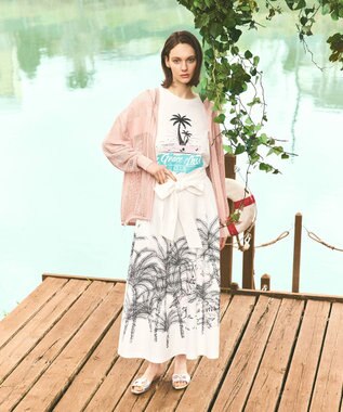 GRACE CONTINENTAL リゾートプリントTシャツ ホワイト