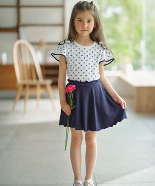 組曲 KIDS 【インパンツ付き】【150-160cm】フレアテレコ スカート ネイビー系