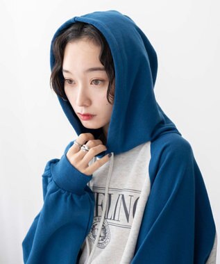 WEGO ラグランショートパーカー ブルー