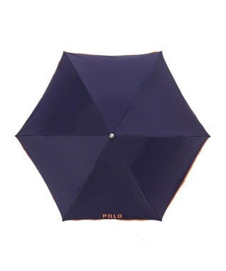 MOONBAT POLO RALPH LAUREN 晴雨兼用日傘 折りたたみ傘 ポロベアプリント／遮光 遮熱 UV ネイビー×オレンジ＆ベアＰｔ