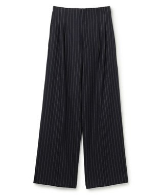 BEIGE， DELAND / ウールピンストライプハイウエストタックパンツ Navy St.