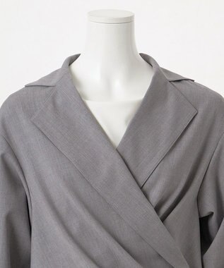 23区 L 【エステータ】ウールシルクギャバジン テーラードブラウス ライトグレー系
