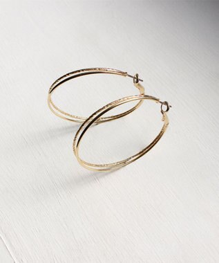 Phoebe ダブルラインフープピアス ゴールド