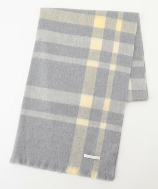 自由区 カシミヤビッグチェック ストール TOPグレー系