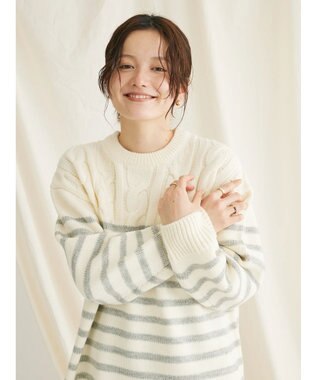 CRAFT STANDARD BOUTIQUE ケーブル×ボーダードッキングプルオーバー Border Ivory