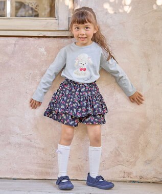 ANY KIDS アニマル×フルーツ 長袖 Tシャツ サックスブルー×プードル