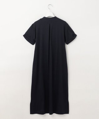 J.PRESS LADIES 【接触冷感・UVケア】コンパクトコットンスムース バンドカラー ワンピース ネイビー系