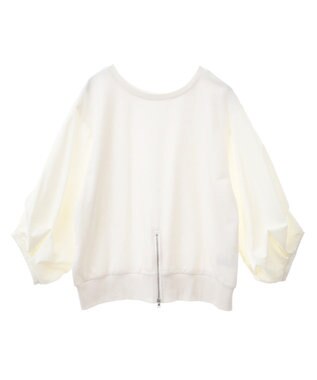 Green Parks ２ＷＡＹ７分袖タック裾ＺＩＰプルオーバー Ivory