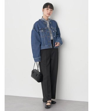 earth music&ecology スタンドフリルシャツ Gingham Check