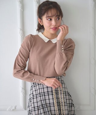 配色襟パワショル ニット