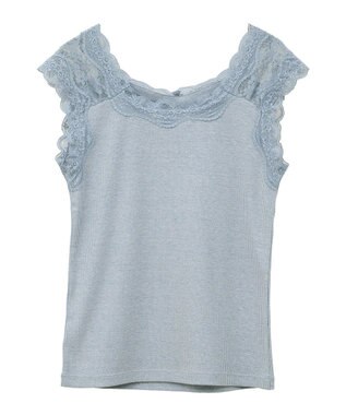 earth music&ecology ラメテレコショルダーレースタンクトップ Sax