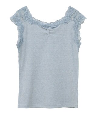 earth music&ecology ラメテレコショルダーレースタンクトップ Sax