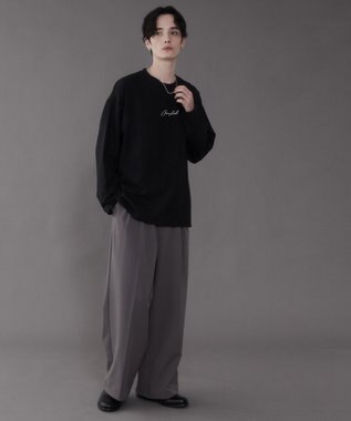 WEGO 【セットアイテム/軽量/シワにならない】ドライポリアンサンブルプルオーバーシャツ（LS） ブラック