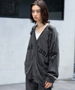 WEGO 【ユニセックス着用ITEM】ダメージジャガードカーディガン スミクロ
