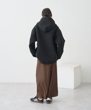 earth music&ecology 【軽量】ダンボールニットフーディーブルゾン Black