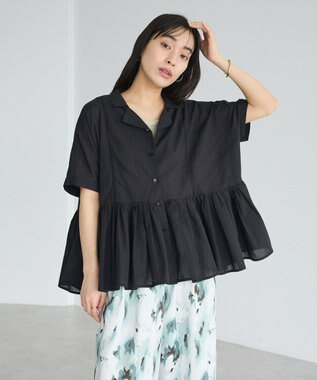 CRAFT STANDARD BOUTIQUE インド製 ペプラムブラウス Black