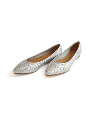 Pointer 本革編み込みパンプス シルバー