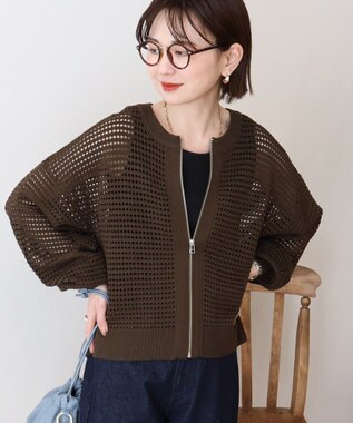 AMERICAN HOLIC 【先行予約】ジップアップメッシュニットカーディガン【WEB限定カラー有り】
