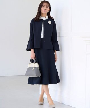 組曲 【KUMIKYOKU NAVY】コンフォータブルドレープ フレアスカート ネイビー系